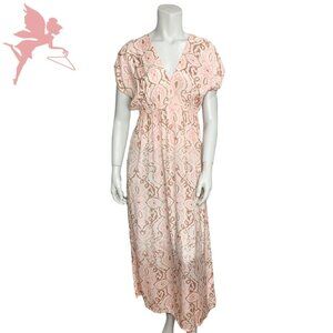 MATTA Silk Ikat Print Double V Neck Maxi Dress